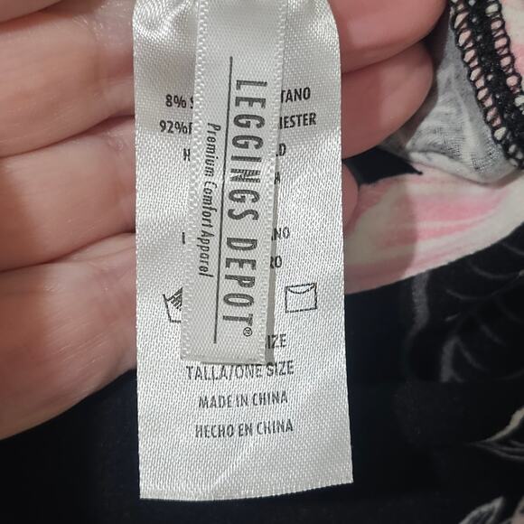 Leggings Depot Ultra Soft High Waist Fashion Legging Pink Flowers Butterflies OS - Picture 4 of 5